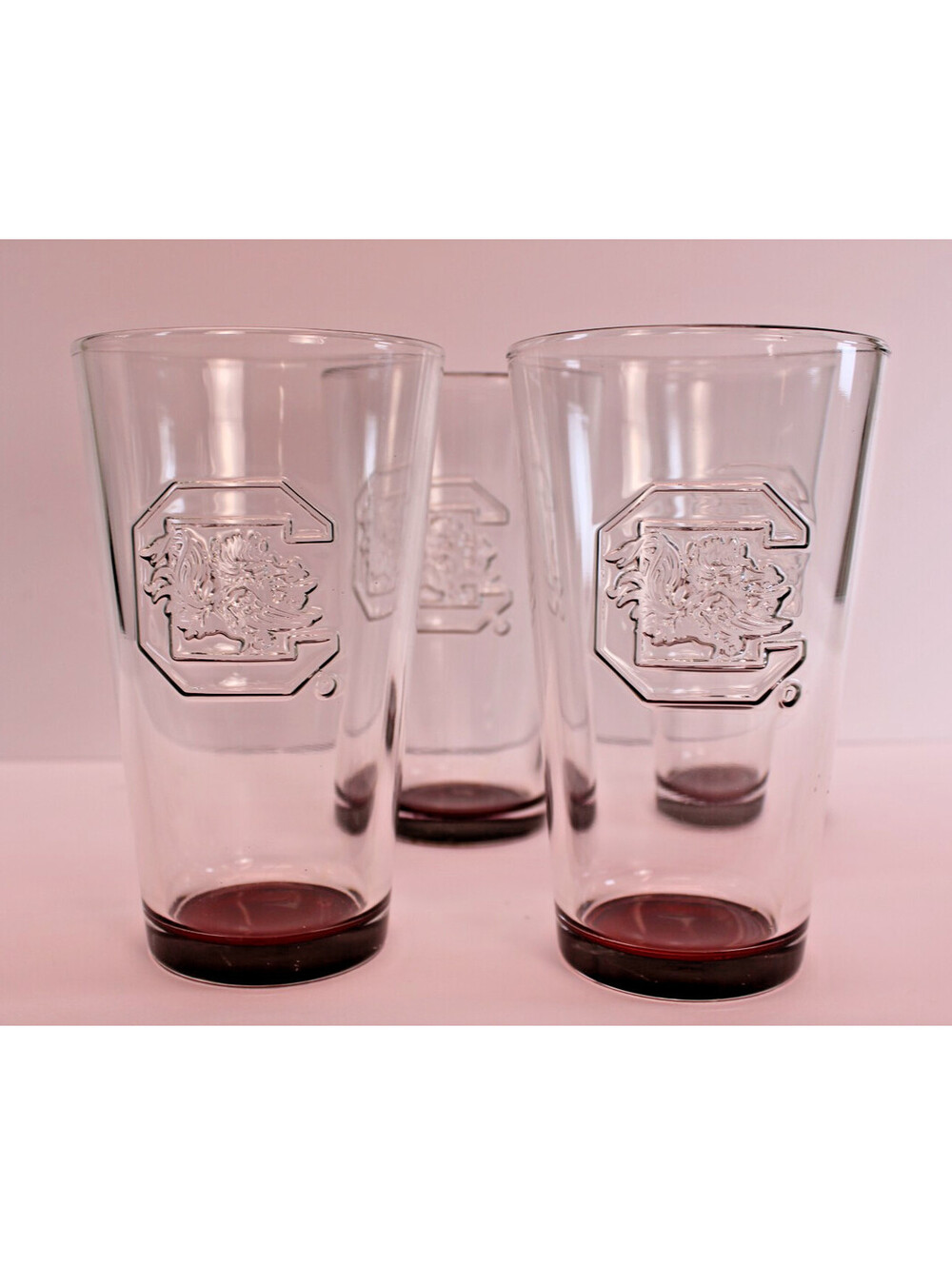 Campus Crystal So. Carolina Gamecocks Team Logo Embossed 20 oz. Beer Glasses x4